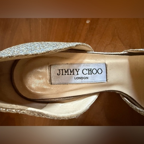 Jimmy Choo Peep Toe Glitter Sparkly Heel Womens 36 / US 6/6.5 - Picture 2 of 12
